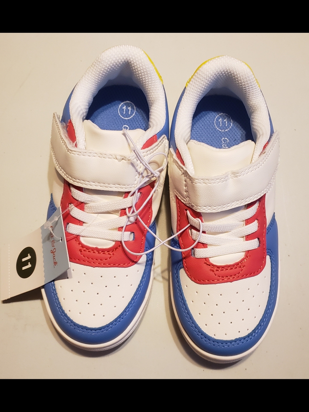 Cat & Jack White, Blue & Red Kids Sneakers with Hook-and-Loop Strap